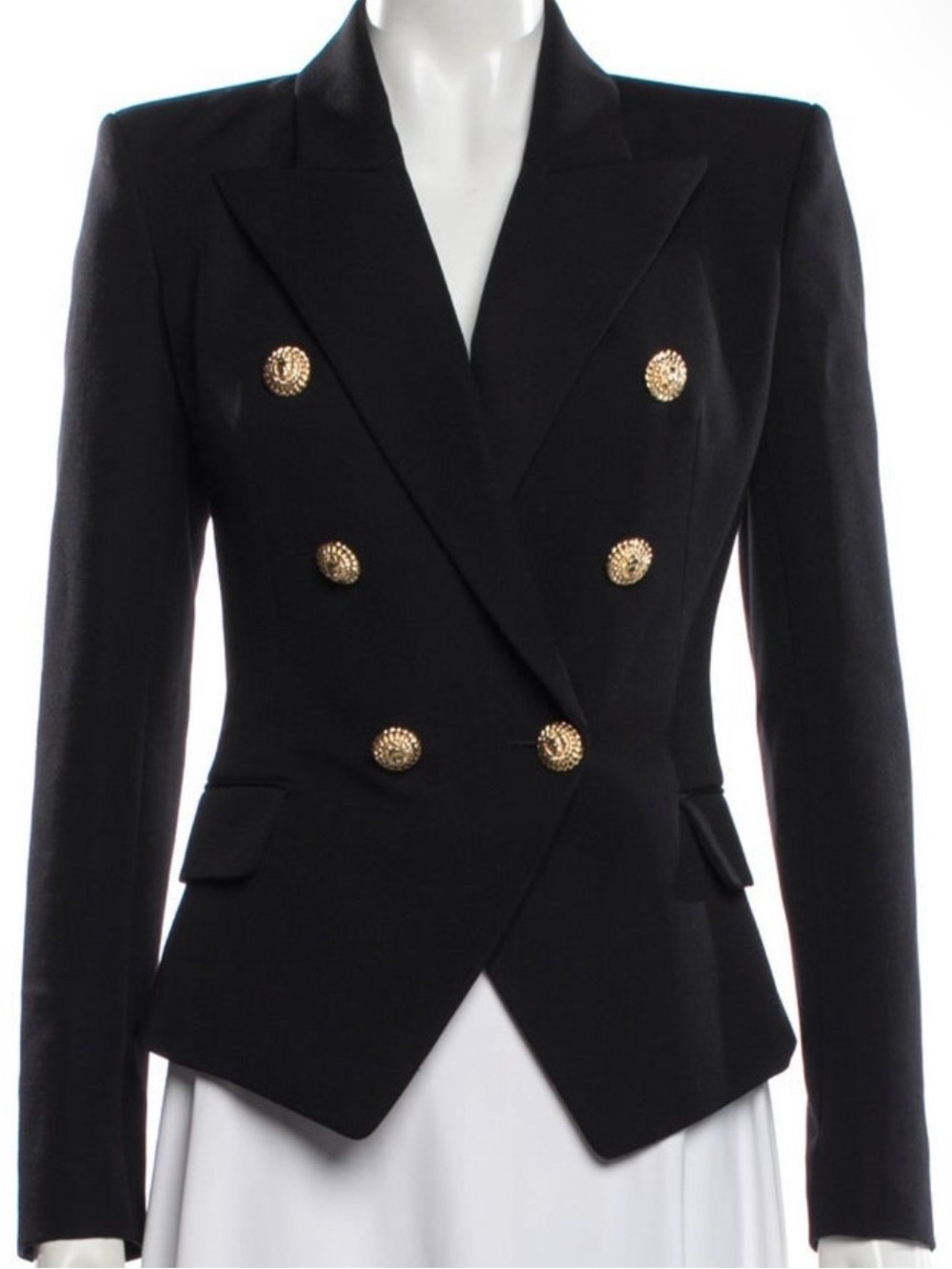 Balmain Black Double-Breasted Blazer with Gold Buttons
